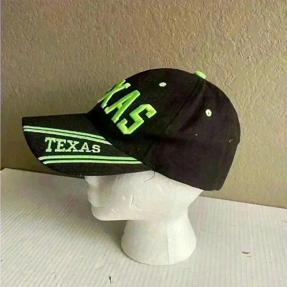 Texas Lone Star State Hat/Baseball Cap Adjustable Black Green - Picture 2 of 5
